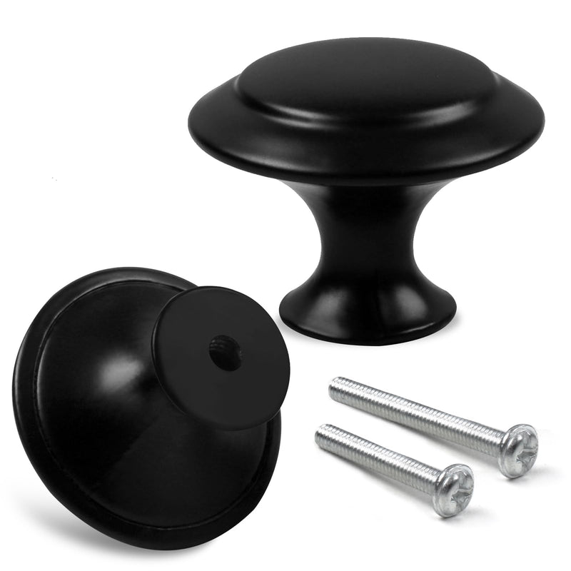 Romeda 18 Pieces Drawer Knobs, 30mm Black Cabinet Knobs, Drawer Pulls and Knobs, Dresser Knobs, Kitchen Knobs, Dresser Drawer Knobs, Knobs for Cabinets with Screw Round-type Black