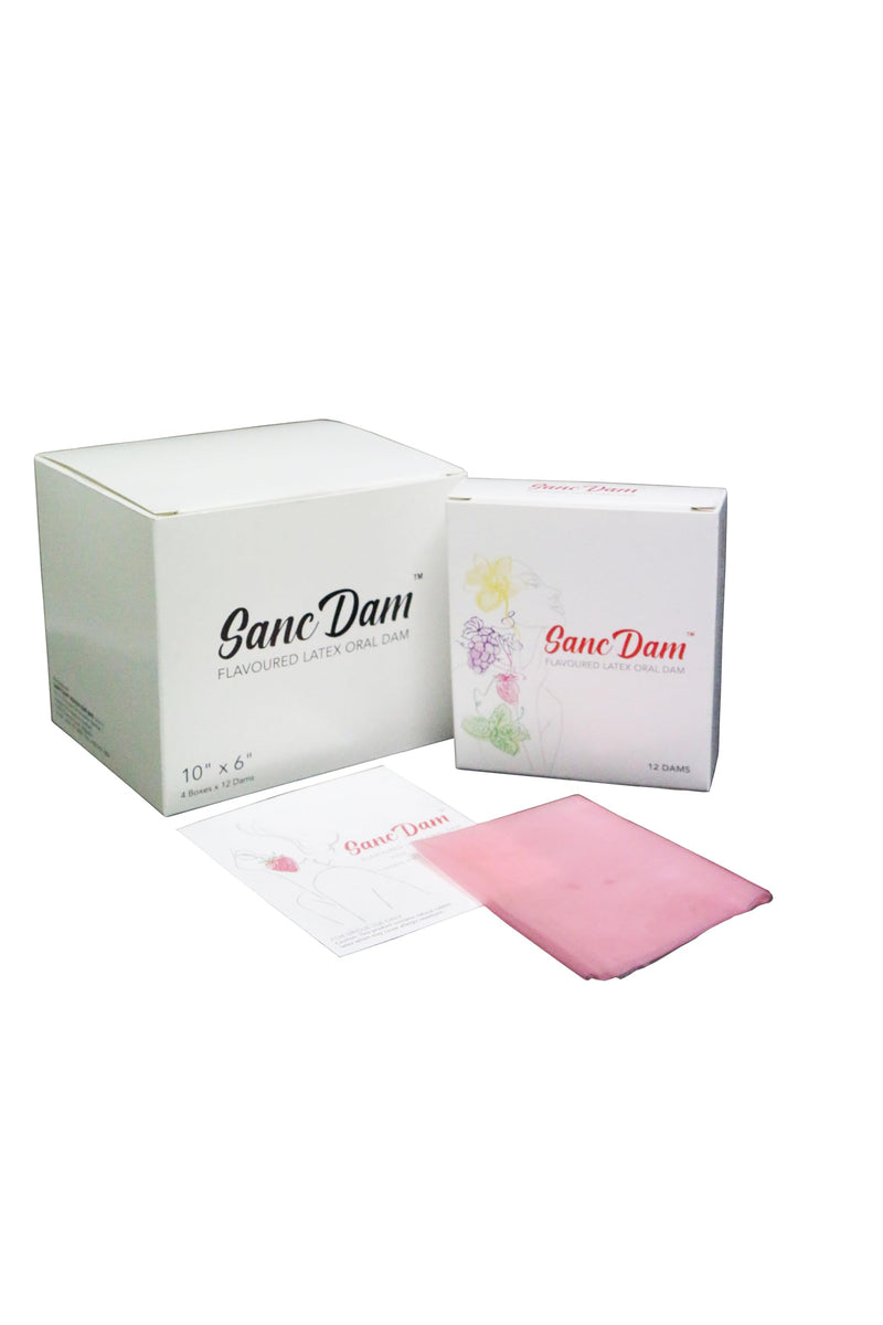 Strawberry 6 Packs SancDam Ultra-Thin 0.07mm Oral Sex Dam Membrane, Men and Women Giving Each Other Oral Sex, Cunnilingus Prop SM Fellatio, Oral Dam Covering for Lesbian Or Couples Sex (Dental Dams)