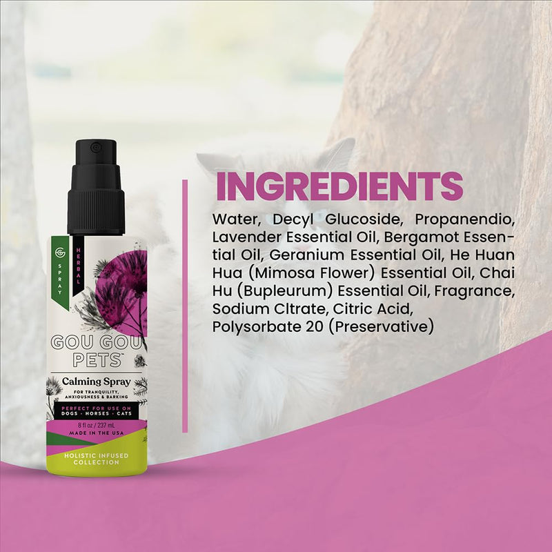 Holistic Natural Derived Calming Pet Spray for Anxiety: Providing Stress Relief: Veterinarian Recommended - Made in USA - 8 oz - PawsPlanet Australia