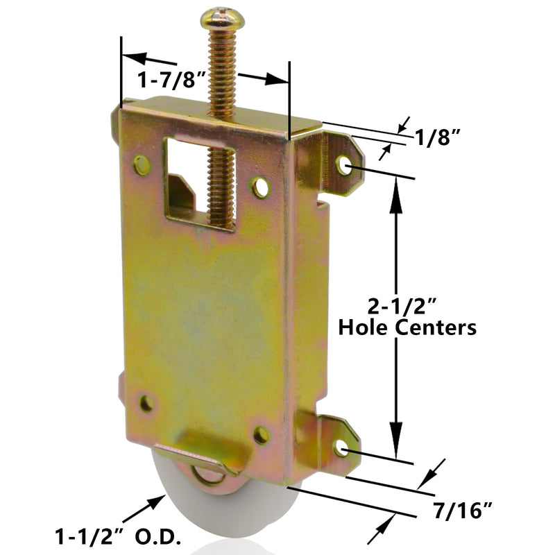 Sliding Mirror Closet Door Rollers Replacement Hardware Fits Contractors Part #W8020C or Hard 1775 Wardrobe Doors Wheels, 1-1/2" Durable POM Concaved Ball Bearing Wheel, 4 Pack ‎2-1/2" H.C.- 4Pack