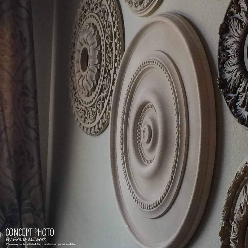Ekena Millwork CM14TRPLS 14 3/4"OD X 1 3/4"P Traditional Ceiling Medallion Fits Canopies Up to 4", Platinum Platinum (Metallic Series)