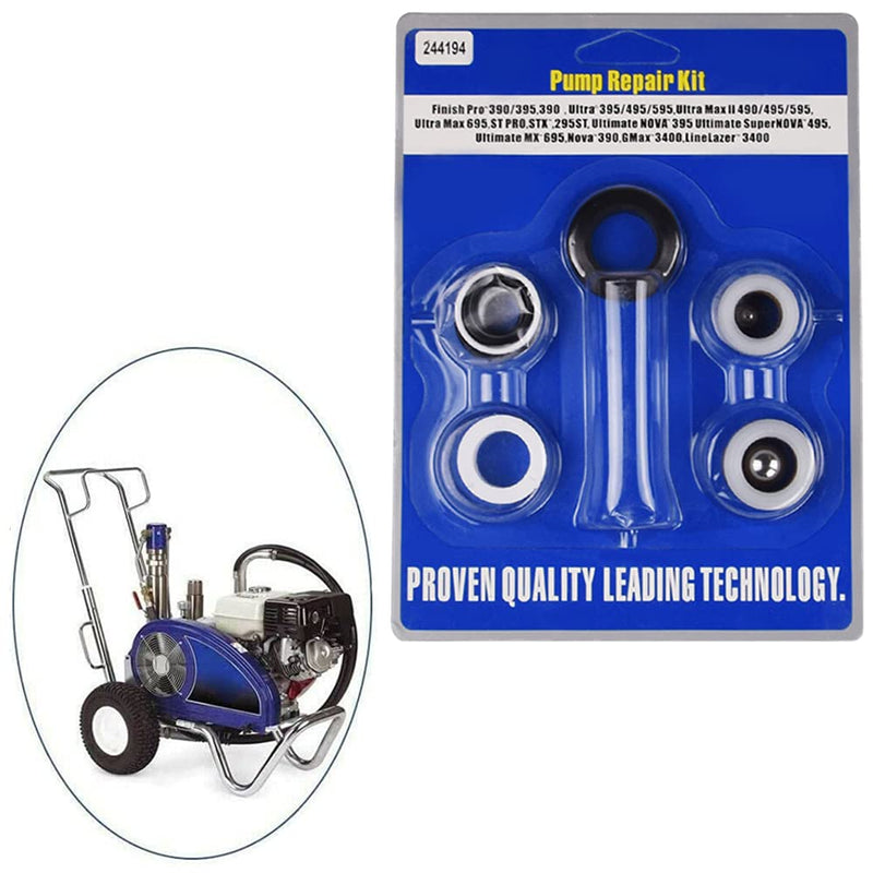 244194 Aftermarket Pump Repair Packing Kit for Airless Paint Sprayer for 390 395 490 495 595 3400 Compatible (4 Pack) 244194 (4 pack)