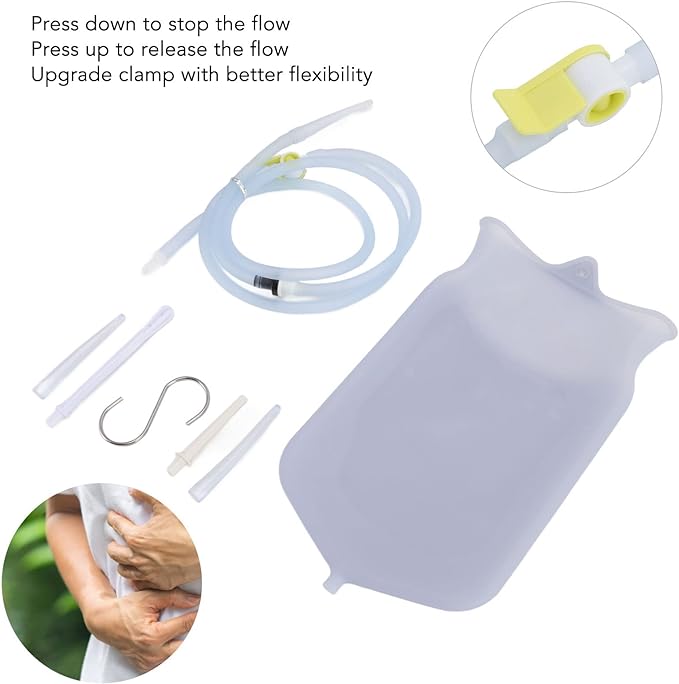 2L Silicone Enema Bag Intestinal Cleansing Enema Douche Bag Set, Portable and Convenient for Home with Yellow Handle Accessories - NewNest Australia