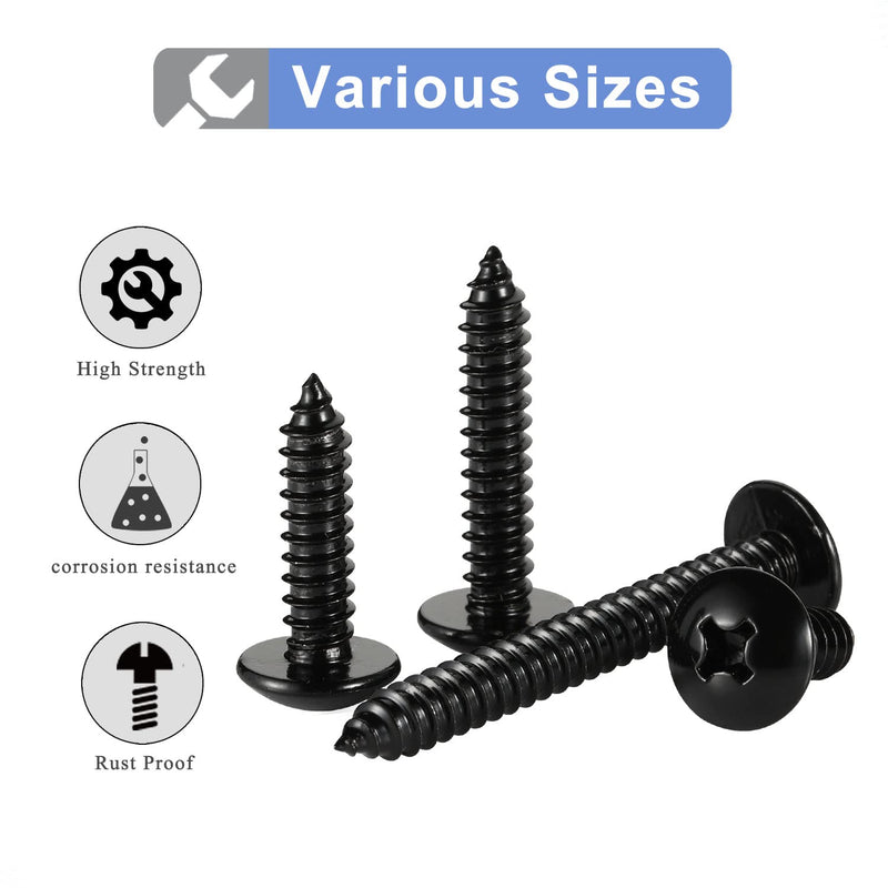 #4 x 3/4" Truss Head Self Tapping Screws Sheet Metal Wood Screws, Stainless Steel 18-8 Black Finish, 100 PCS #4 x 3/4" - NewNest Australia