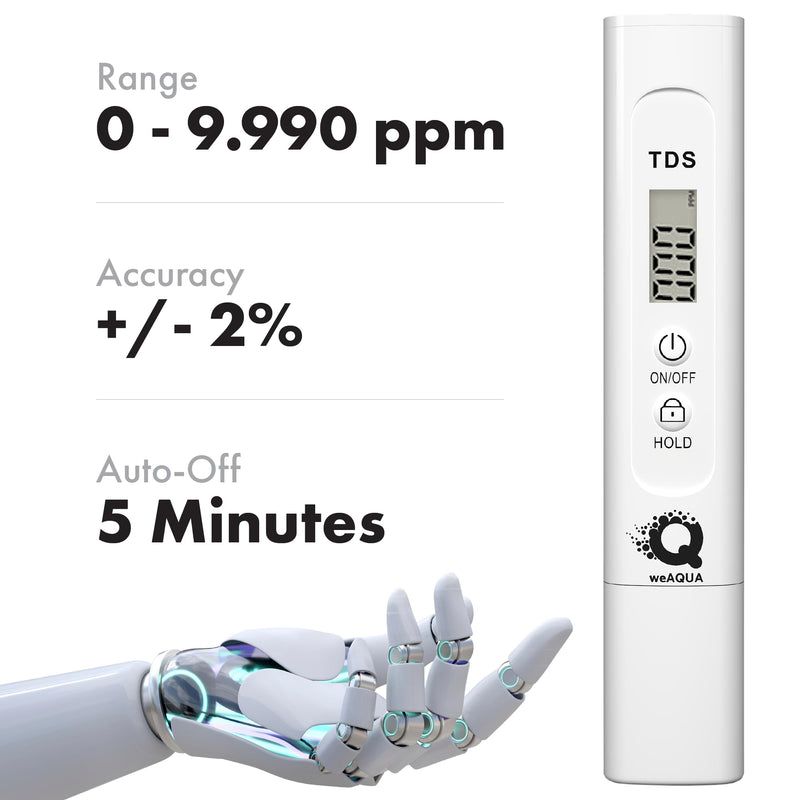 TDS Meter AI-Supported Self-Calibrating for Accurate Results - Total Dissolved Solids Meter- Water Quality Tester Ideal for Drinking Water, Hydroponics, TDS and PPM Measurement TDS Pro