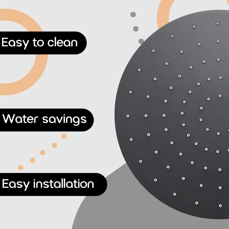 Rained Waterfall Shower Head 10-inch Large Overhead Showerhead High Flow 2.5 GPM with Adjustable Swivel Ball Joint, Matte Black SH001MB-D10 1 Pack