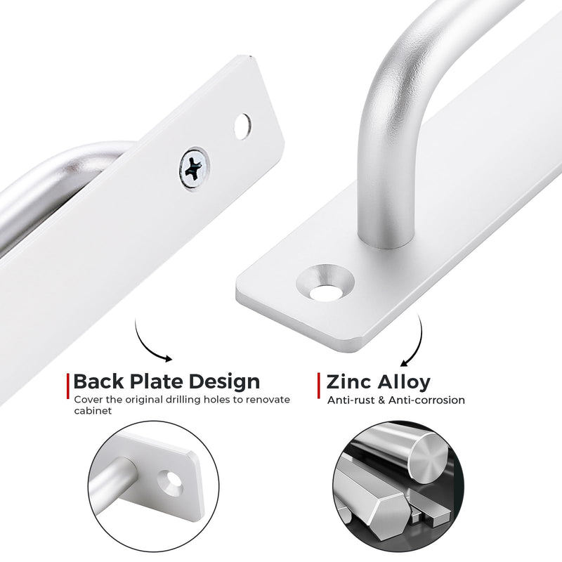Barn Door Handles 4 Pack Silver Door Handles Sliding Cabinet Pulls 5" Hole Center Screen Cabinet Hardware Zinc Alloy Pulls 5 in hole center