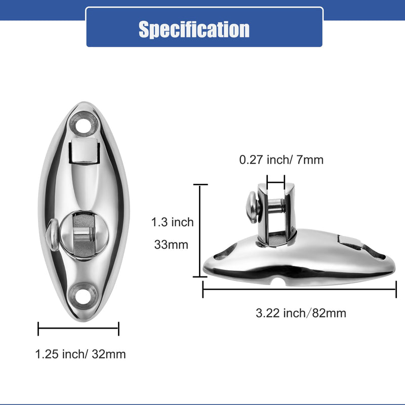 Boat Quick Release Bimini Top Swivel Deck Hinge, 360 Degree Rotation, Solid 316 Stainless Steel, Marine Bimini Top Hardware(2-Pack)