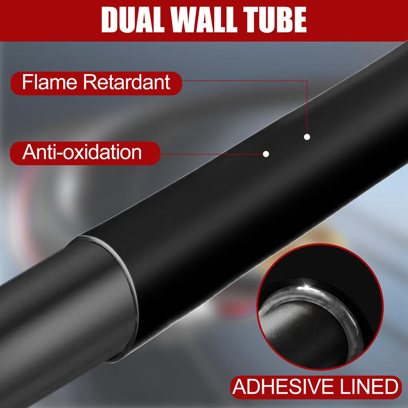 1 Pcs Heat Shrink Tubing, 3: 1 Ratio Dual Wall Adhesive Lined, Marine Grade Waterproof, Insulated Sealed for Industrial/Automotive Cable Repair(3/8'' (9.5mm)-82ft,Black) 3/8''(9.5mm)-82ft Black