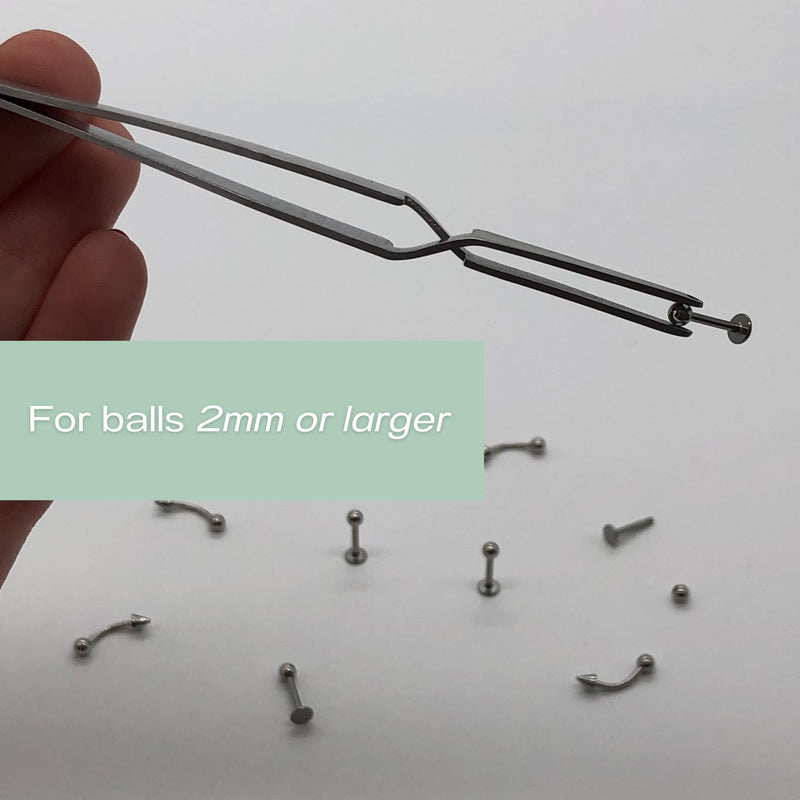 Piercing Ball Grabber Tool - for Small Balls 2mm or larger - Self-Retaining - Stainless Steel - Ball Holder Tweezers T1 - Piercing Tools for Changing Jewelry
