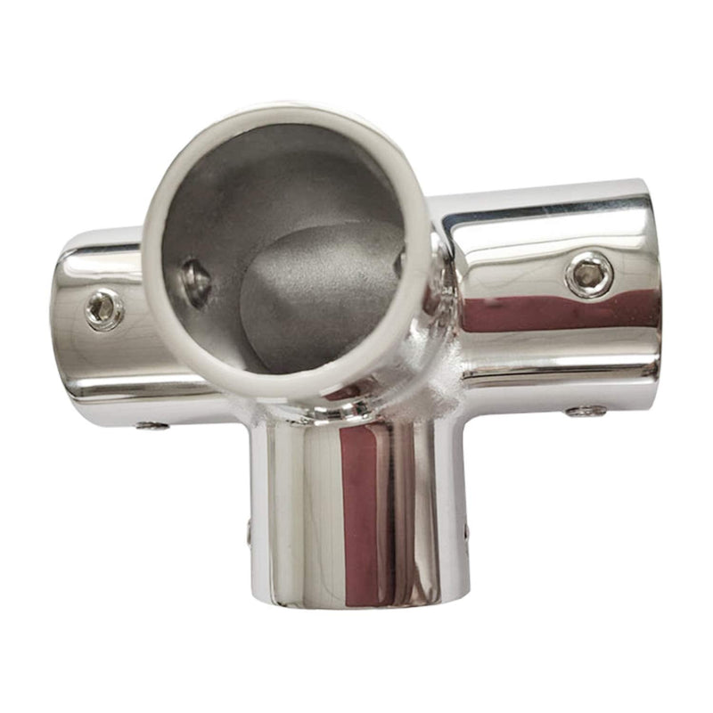NRC&XRC Marine Grade 316 Stainless Steel Mirror Polished Hand Rail Fitting-90 Degree 7/8inch 4 Way Corner Elbow,7/8 inch Pipe Hand Rail Tee one piece for 25mm(1") tube