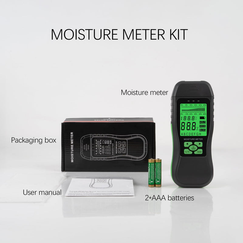 Digital Wood Moisture Meter, Water Leak Detector, Building Materials Humidity Tester, Pin Type Moisture Meter for Wall Masonry Concrete Cardboard Paper Firewood