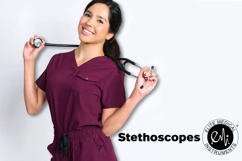 EMI Platinum Series Deluxe Black Cardiology Stethoscope - High Acoustic Sensitivity with Pressure-Sensitive Diaphragm ESC-333 - Perfect for Medical Professionals, Doctors, EMTs, Nurses, and Students