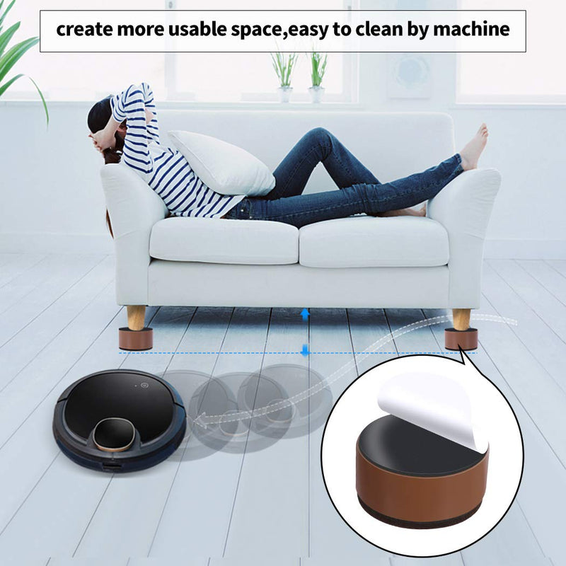 Ezprotekt 1.2 Inch Bed and Furniture Risers, Heavy Duty Round Sofa Tables Couch Chair Risers, Width 2.4"-Adds 1.2" Height, Supports 20,000 lbs, Protect Carpet & Floors from Scratches(4 Pack, Brown) 1.2"