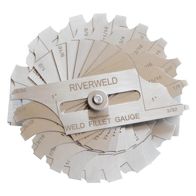 RIVERWELD 12 Piece Fillet Weld Set 1/32" increments to 1/2", 1/16" increments to 1" Inch RL Gauge Welding Inspection Test Ulnar Checking Fillet Leg and Throat Size | RL Gauge Welding Inspection Test Ulnar Checking Fillet Leg and Throat Size