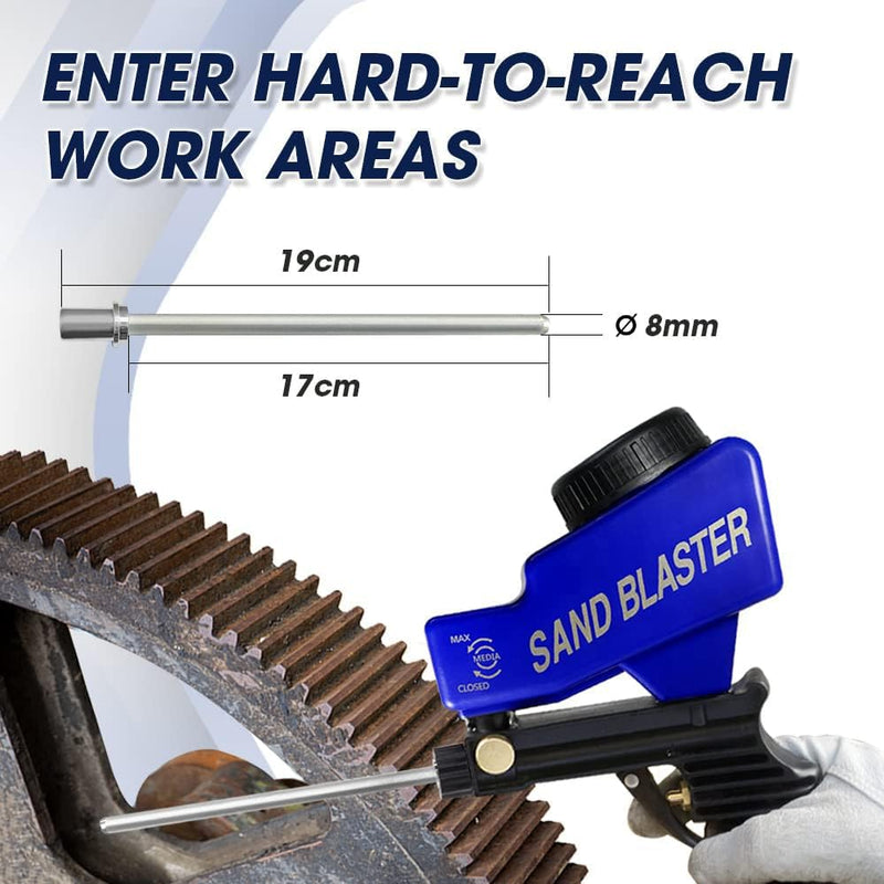 LE LEMATEC Professional Sand Blaster Long Nozzle Attachment - Ultimate Precision Sandblasting Tip for Air Compressors | Powerful Soda & Walnut Blasting Wand for Flawless Spot Cleaning
