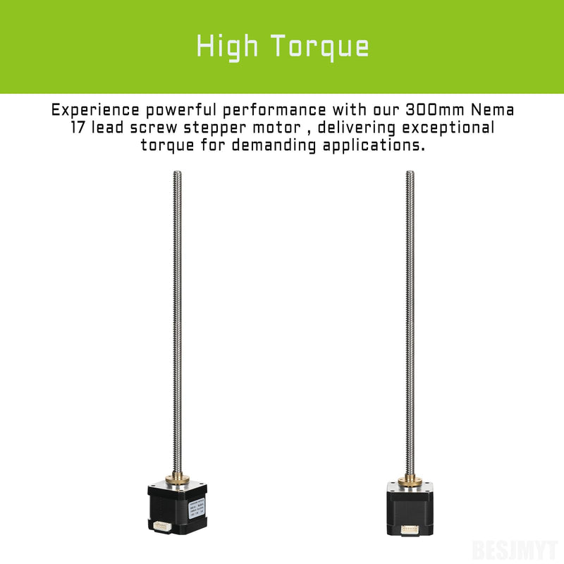 Nema 17 Stepper Motor Integrated 11.81in(300mm) T8 Lead Screw Standard Step Angle 1.7A 0.4Nm(56.64oz.in) Bipolar High Torque 42x40 Motor 2 Phase 4 Lead for 3D Printer DIY CNC with 1m Cable 1.66x1.66x1.58in - 11.82in