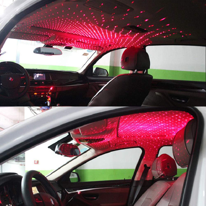 USB Star Projector Night Light, Adjustable Romantic red Interior Car Lights, Bending Freely Portable Auto Roof Lights Decoration for Ceiling, Bedroom, Party Red Light 1PC