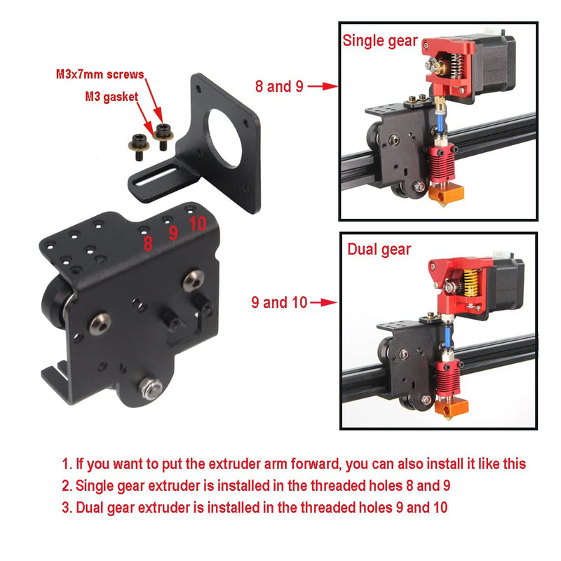 Ender 3 Direct Drive Upgrade Kit Aluminum Plate with Dual Gear Extruder Kit with Motor Easy Print TPU Flexible Filament for Ender3/3 V2/3 Pro/CR10 (Aluminum Plate+Dual Extruder+Motor Kit) Aluminum Plate+Dual Extruder+Motor Kit