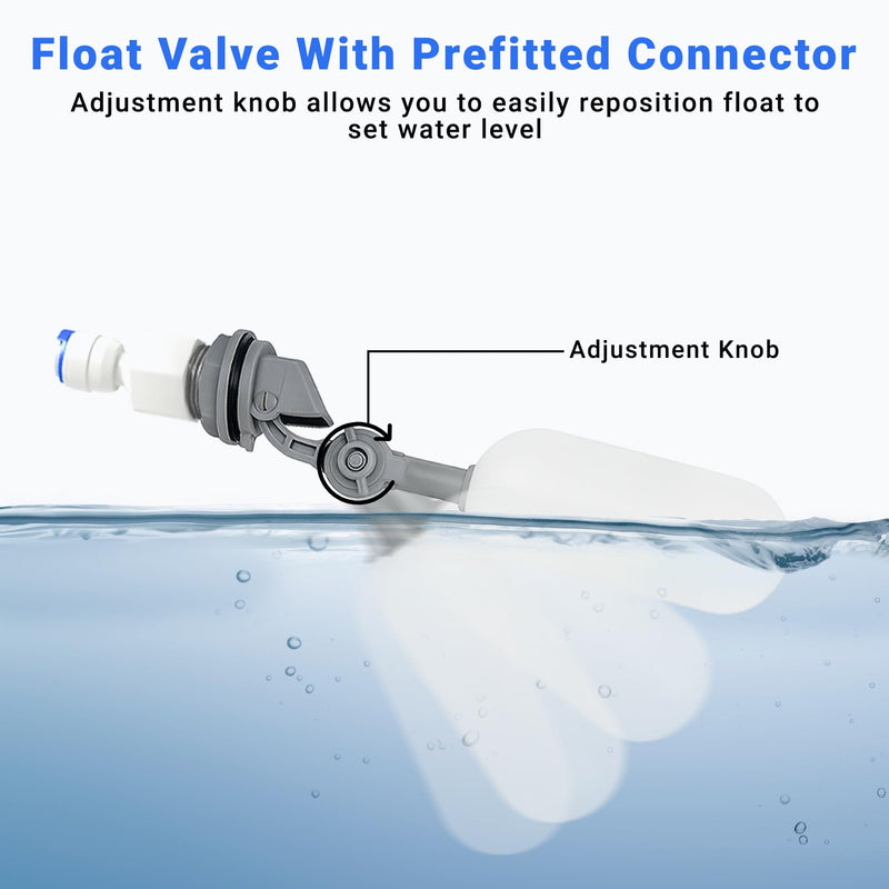 RO/DI Float Valve Kit for Reef Tank & Aquarium ATO – Auto Top Off System for Reverse Osmosis – Includes Shut-Off Valve, Float and check Valves, Tubing & Cutter