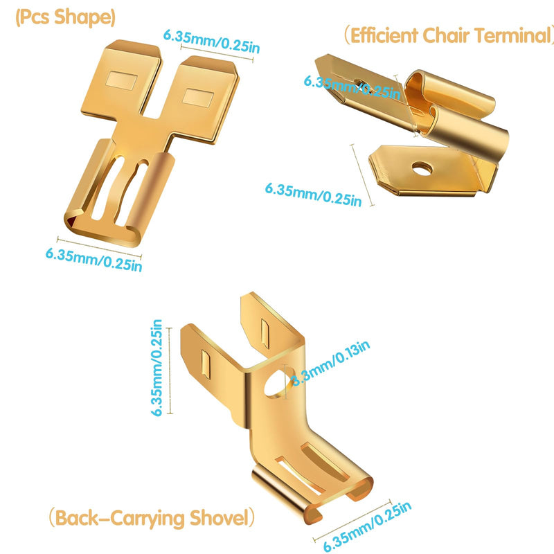 36Pcs Connectors Combination Kit Double Spade Connector, Piggyback Spade Connector, Chair Terminal Quick Disconnect Adapter 12 Each, Piggyback Spade Connectors, Female Spade Connector Spade Connector Gold
