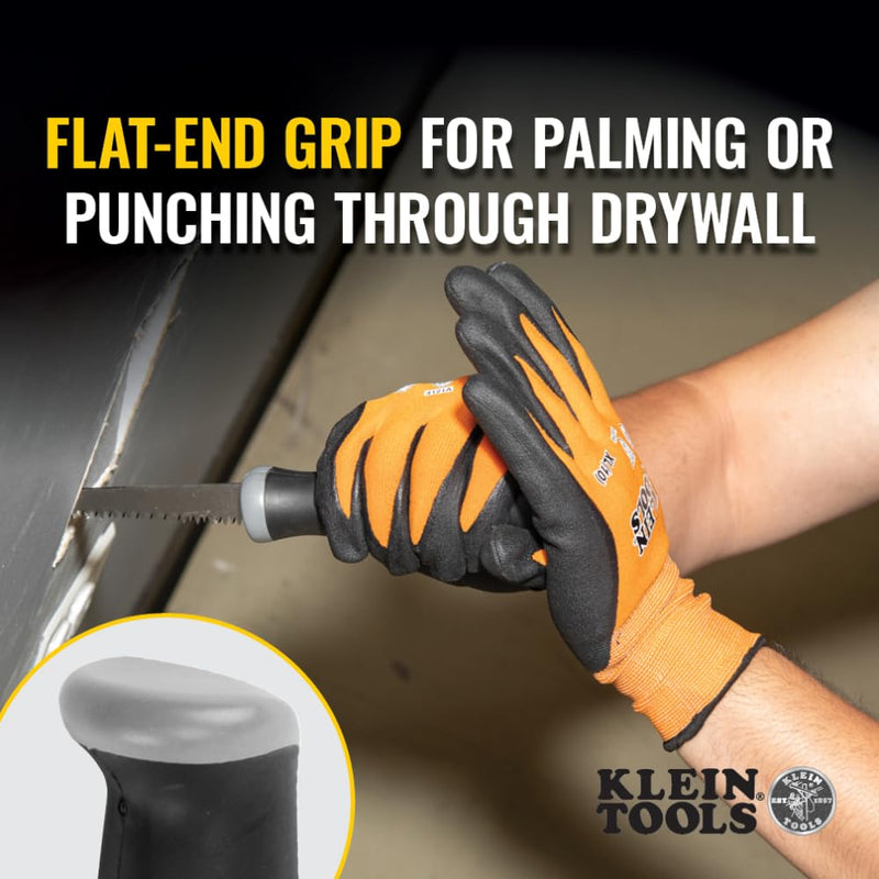 Klein Tools 725 Jab Saw, Triple Ground Teeth, Cuts Drywall, Wallboard, Plywood and Plastic, Hardened Carbon Steel Blade, Beveled Point