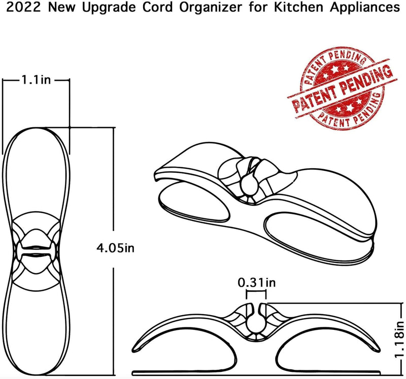 Cord Organizer for Kitchen Appliances - 3 PCS Stick On Cable Wrapper Holder Winder Keeper, Power Wire Management Wrap Hook Clip for Kitchenaid Mixer, Home Gadget Accessories BLACK GREY WHITE 3PCS