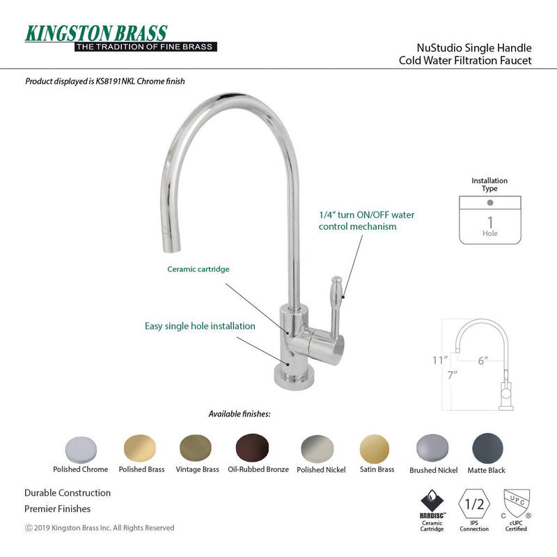 Kingston KS8195NKL Cold Water Filtration Faucet, Oil Rubbed Bronze