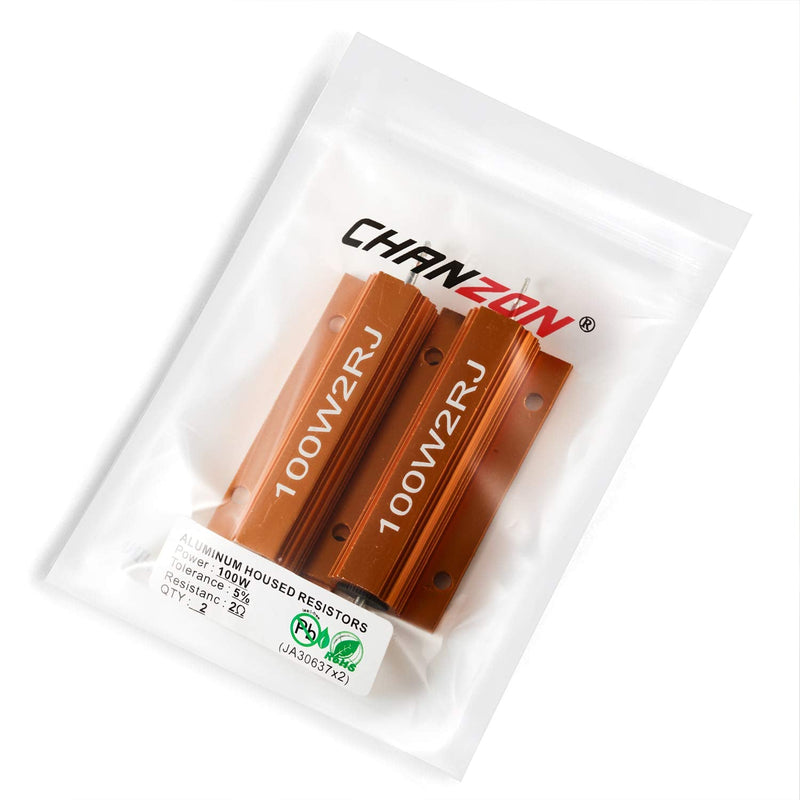 Chanzon 2pcs Wirewound Aluminum Shell Resistor 2 Ω ohm 100W ±5% Tolerance 2R Rohs Certified G) 2Ω ohm