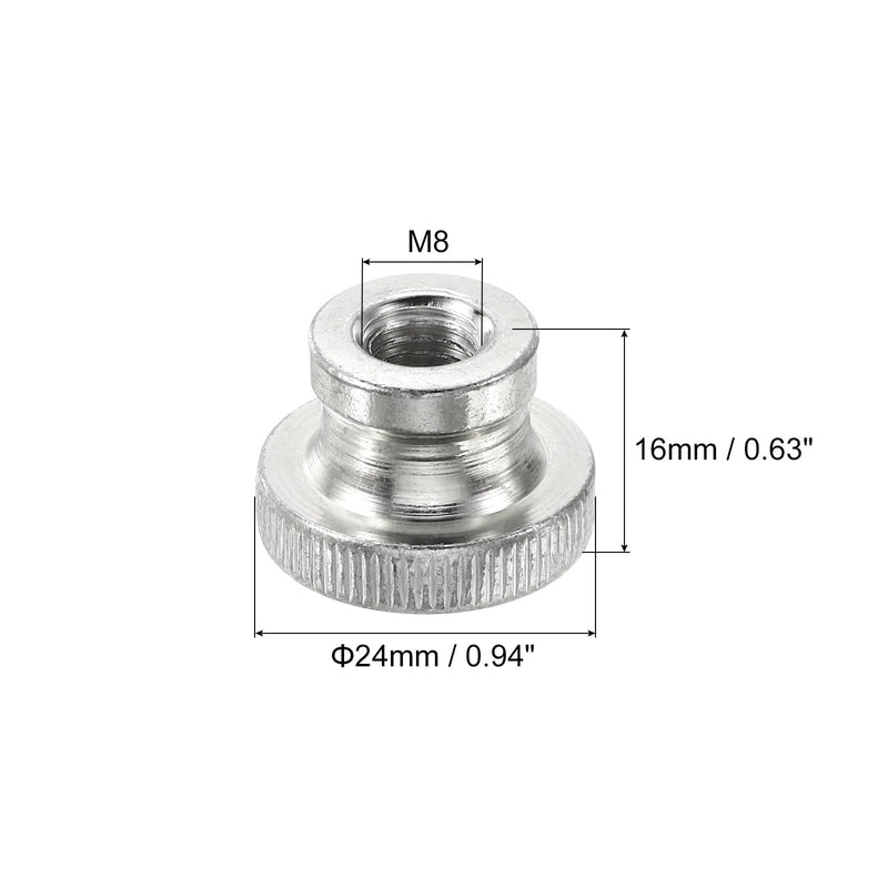 uxcell Knurled Thumb Nuts, 8Pcs M8 Carbon Steel Nut High Head Through Hole for 3D Printer Part, Silver 8