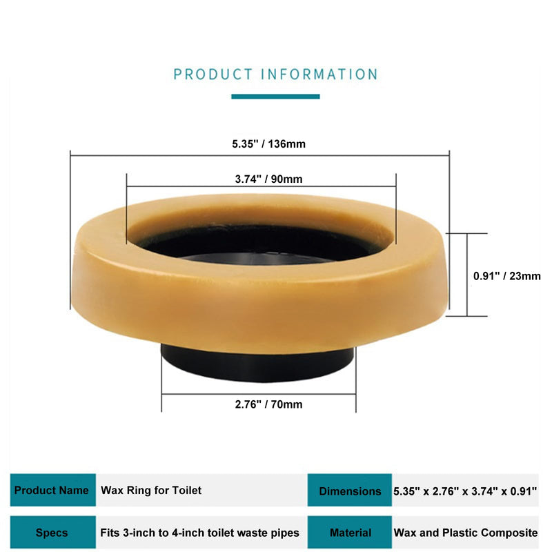 Heavy-Duty Butter Wax Ring Kit - Complete Toilet Flange Set with Reinforced Bolts for 3" & 4" Pipes (Butter Wax Ring)