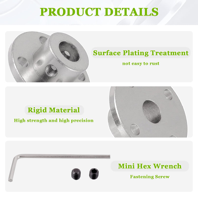 8mm Rigid Flange Coupling Connector, Rigid Guide Model Coupler Accessory, Rigid Shaft Axis Fittings with Electroplated and High Hardness Heat Treated for DIY RC Model Motors(4Pcs) 8mm