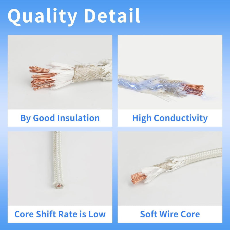 14 Gauge 2 Conductor High Temperature Wire 25Ft, -76-932 ℉ 14 AWG Mica Fiberglass 2 Core Copper Wire Insulated Heat Resistant High Temp Flexible Cable for Lamp Boiler Heater Kiln 14AWG-2C