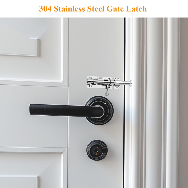 Slide Bolt Gate Latch Solid Gate Lock Heavy Duty 304 Stainless Steel Barrel Bolt Lock Security Guard Door Latches Thickened Gate Hardware with Dust Canister for Barn Fence Shed Basement 2pc 8in