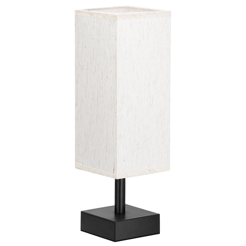 Small Table Lamp for Bedroom - Bedside Lamps for Nightstand, Minimalist Night Stand Light Lamp with Square Fabric Shade, Desk Reading Lamp for Kids Room Living Room Office Dorm Cream & Black 13.2in