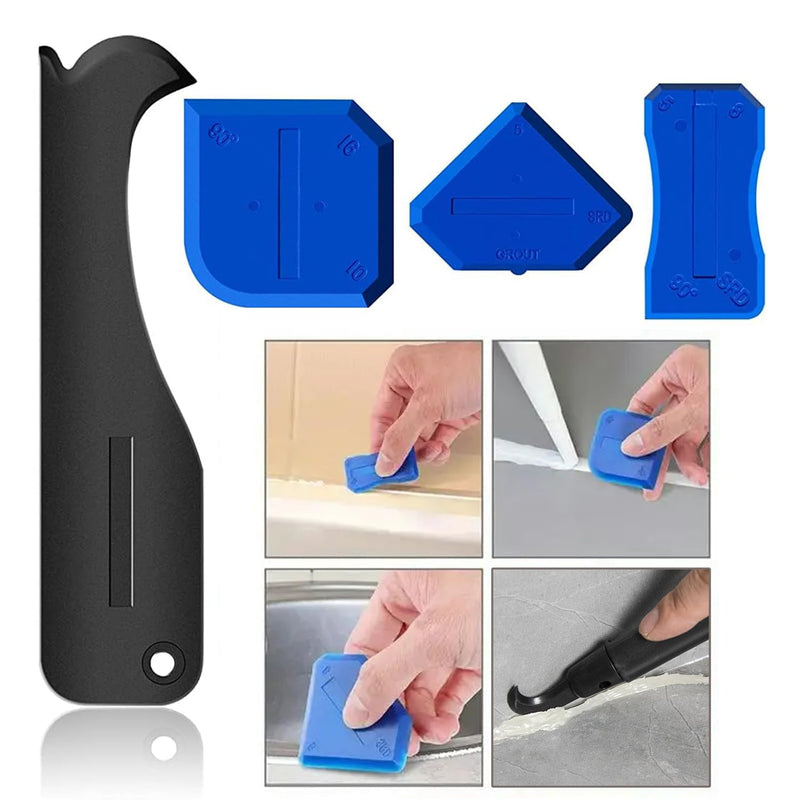 Silicone Caulking Tool, 3 in 1 Silicone Remover Multi Tool, Glazing Compound Finishing Tool, Caulk Remover Tool, Grout Scraper Kit for Bathroom, Kitchen, Floor, Window, Sink Joint, Frames Seal 3 in 1 Tool(1 sets)