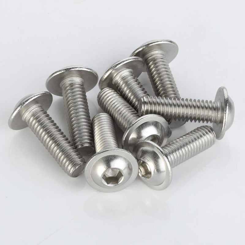 M6-1.0 x 25mm Flanged Button Head Socket Cap Screws, Stainless Steel 18-8 (304), Bright Finish, Full Thread, Allen Socket Drive, 25 PCS M6 x 25mm