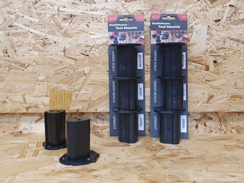 StealthMounts Tool Holder Compatible with Milwaukee M12 (6 Pack) - Black | StealthMounts Locking Tool Mounts | Made in the UK 6 Pack