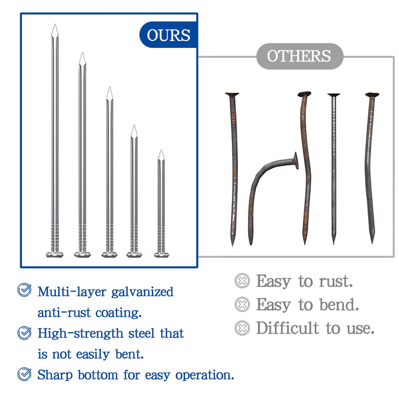 1300PCS 3/4 In Hardware Nails, Wood Nails, Long Nails, Galvanized Concrete Wall Nail for Hanging Pictures and Woodworking, Cement Nails Suit for Drywall and Pine 3/4 In (1300 Nails)