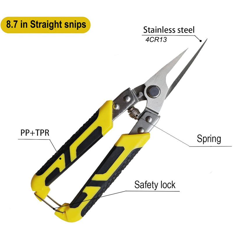 Aviation Tin Snips 8.7 Inch Heavy Duty Industry Scissors Straight Metal Cutter with Comfort Grip and Stainless Steel Blades Multifunction Cutting 8.7in Straight-Blades