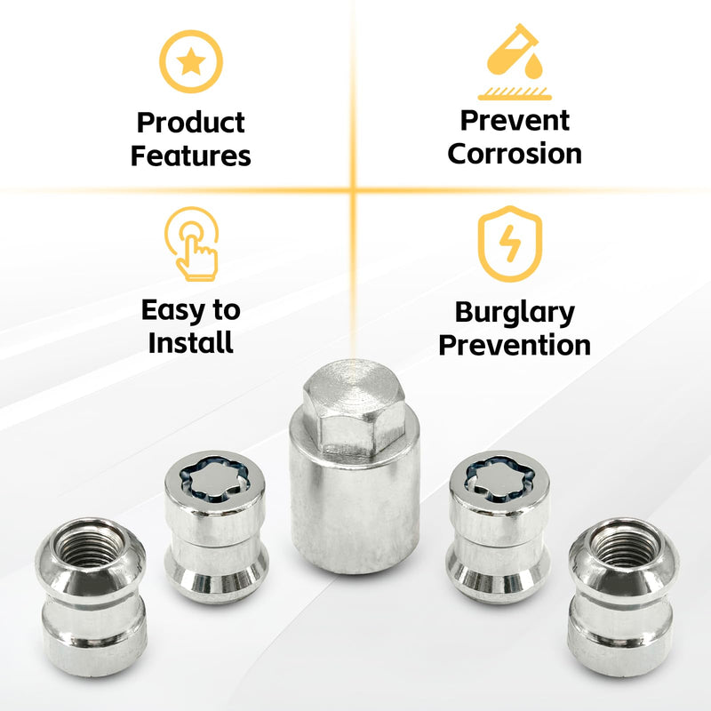 Wheel Lock Lug Nut Set Fit for Honda CR-V 2007-2025 Civic 2016 Accord 2008-2012 Alloy Wheel Lock 4Pcs Replace# 08W42-SCV-101,08W42-SCV-102,08W42-SCV-100, PREO-CV3-066, PREO-HRV-045, PREO-INS-055
