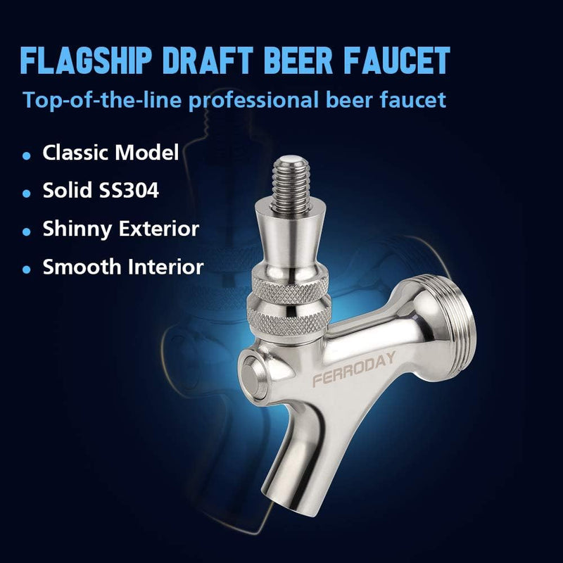 FERRODAY Beer Faucet Stainless Steel Faucet Beer Tap Keg Spout Beer Tower Faucet Beer Keg Faucet Draft Beer Faucet Stainless Steel Beer Tap Faucet Kegerator Tap Spout Kegerator Part Replacement Faucet - NewNest Australia