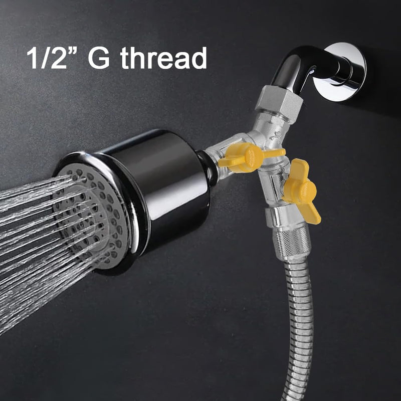 Joywayus Nickel Plated Brass G1/2" 3 Way Shower Diverter Valve, Y Shape Water Diverter Shut-Off Valve Adapter, for Shower Hose and Showerhead