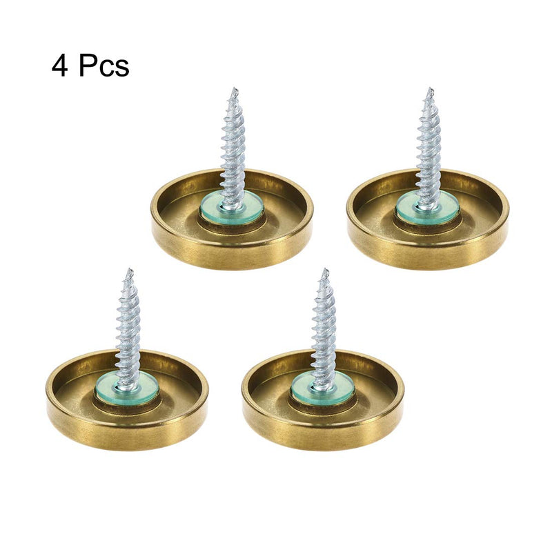 uxcell Mirror Screws, Decorative Cap Fasteners Cover Nails, Electroplated, Bright Golden 25mm/1" 4pcs 25 mm