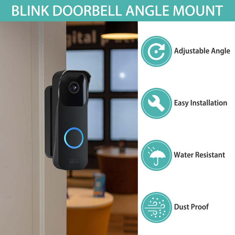 Blink Doorbell Angle Mount- Wide Angle Adjustable for Blink Video Doorbell Camera Home Office Apartment Door (Angel-Black) Angel-Black