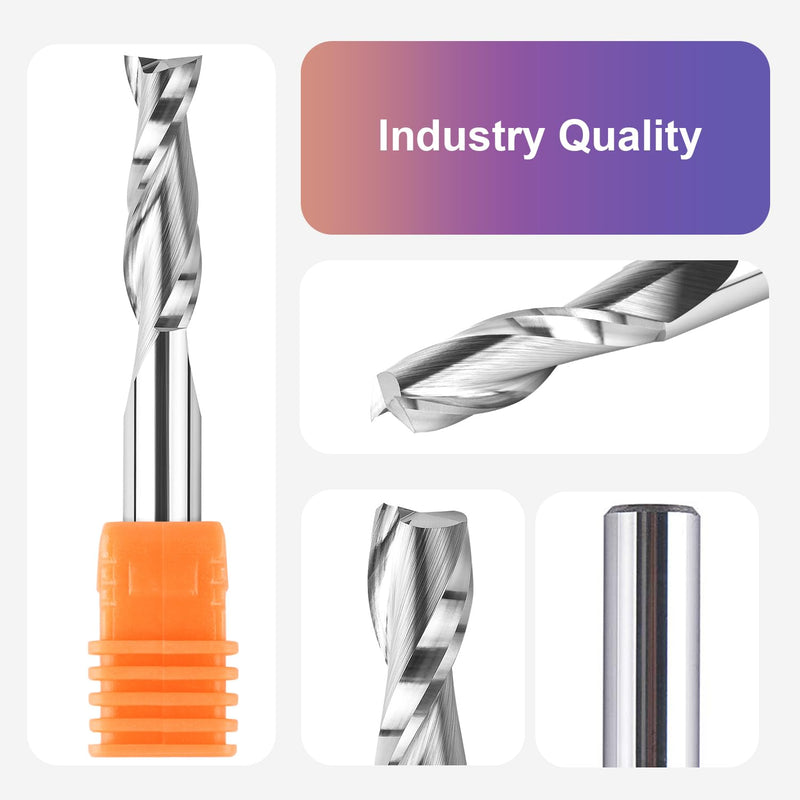 SpeTool Upcut Spiral Router Bit 3/8 Inch Shank 1-1/4 Inch Cutting Length Solid Carbide CNC Wood Router Engraving Bits UP CUT