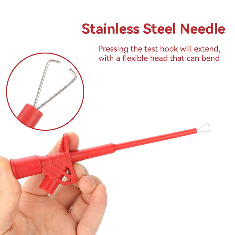 4PCS Multimeter Test Hook Clips, Professional Flexible IC Test Hook Clip Grabbers Probe High Voltage Flexible Test Probe Insulated Quick for Multimeters, Clamp Meters and Automobile Inspection