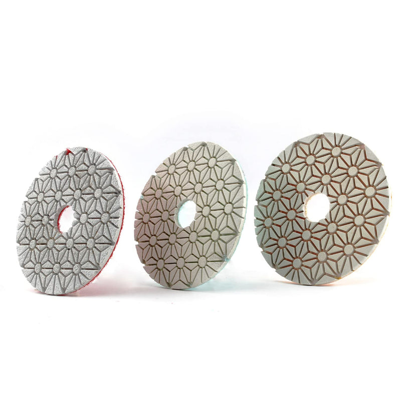 100mm 3 Steps Diamond Polishing Pads Flexible Wet Use for Granite Polishing Tool Marble Concrete Grinding Step-1-2-3-3pcs
