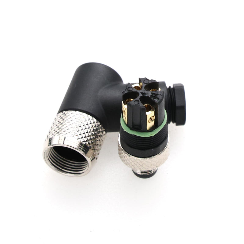 M8 Right Angle 4 Pin Male A Code Plug Industrial Circular Sensor Connector Aviation 8mm Waterproof IP67 Connector Male 2PCS Right Angle 4Pin