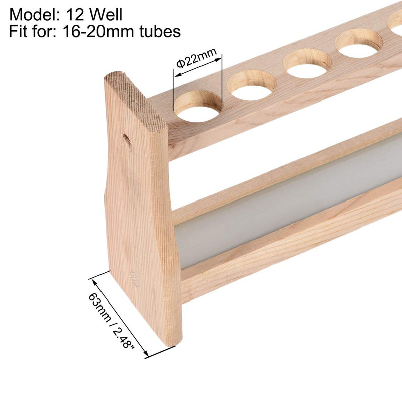 uxcell Wooden Test Tube Holder Rack 12 Wells for 25ml Centrifuge Tubes